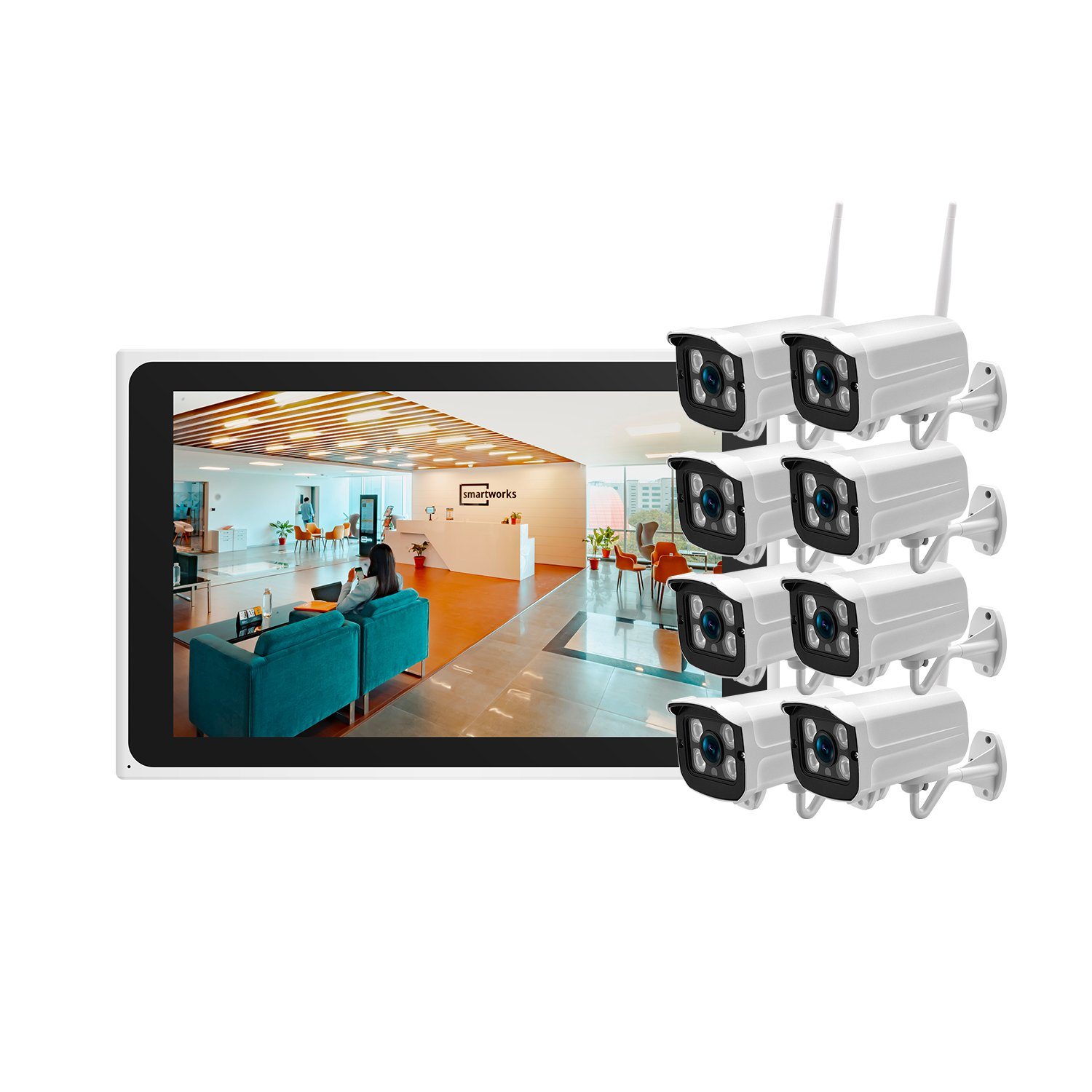 WiFi NVR Kit 10" LCD Screen with IP Camera Wireless Kit Tuya 8CH 2MP 2.4G H. 265