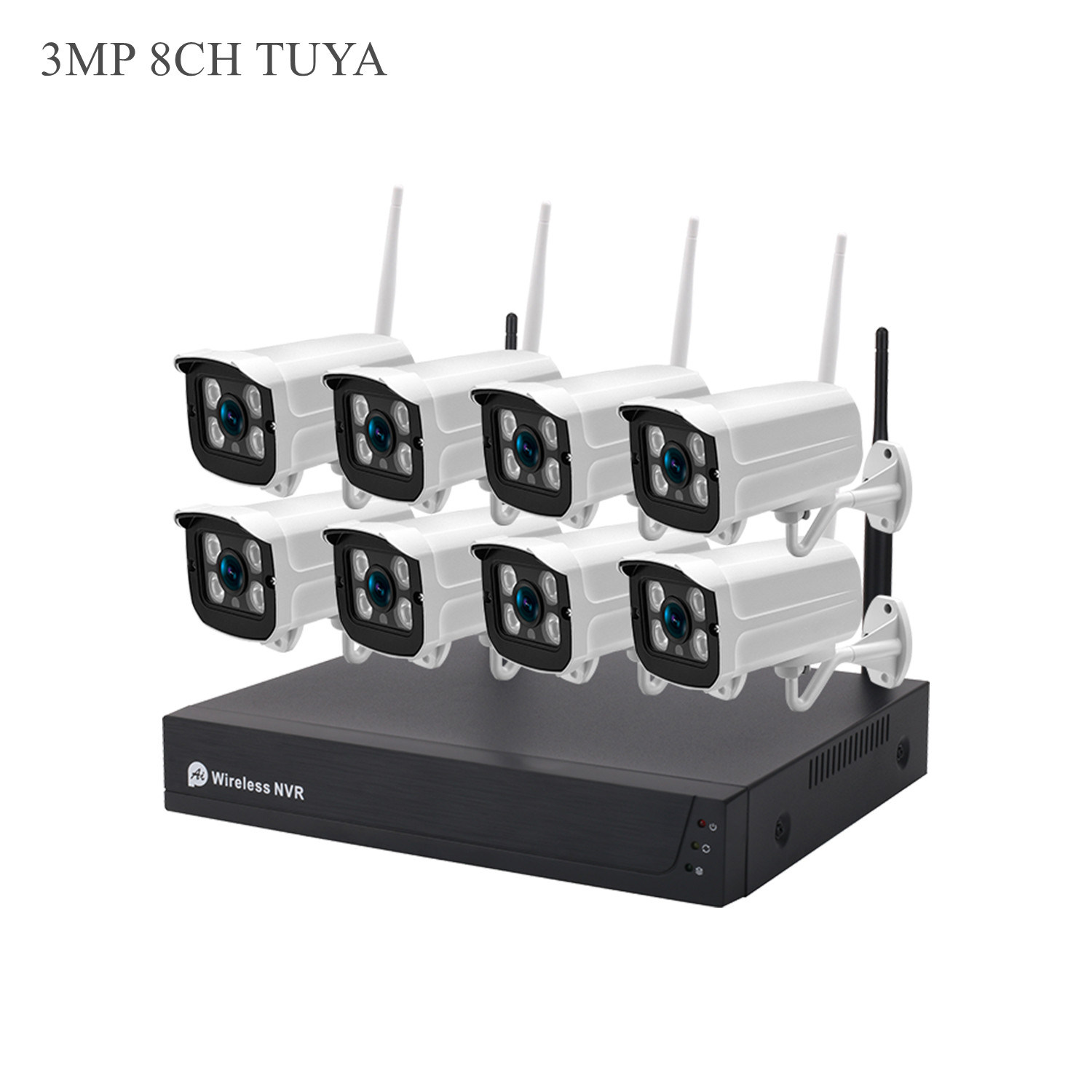 Wireless Kit with IP Camera 3MP WiFi NVR Kit Video Recorder 8CH H. 265 Tuya