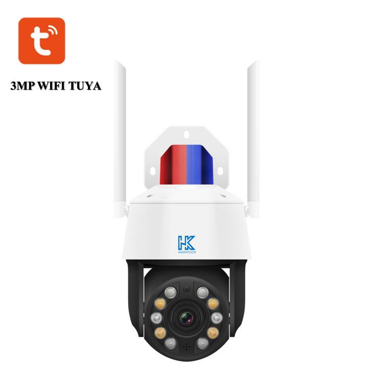 Hankvision WiFi Camera 3MP 20xzoom Poe IP Camera 2-Way Audio Waterproof Tuya CCTV with Alarming Lights